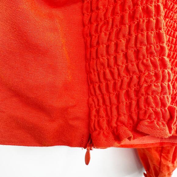 O.P.T Off The Shoulder Puff Sleeve Viscose Flax Crop Top in Orange Size M NEW - Picture 8 of 8